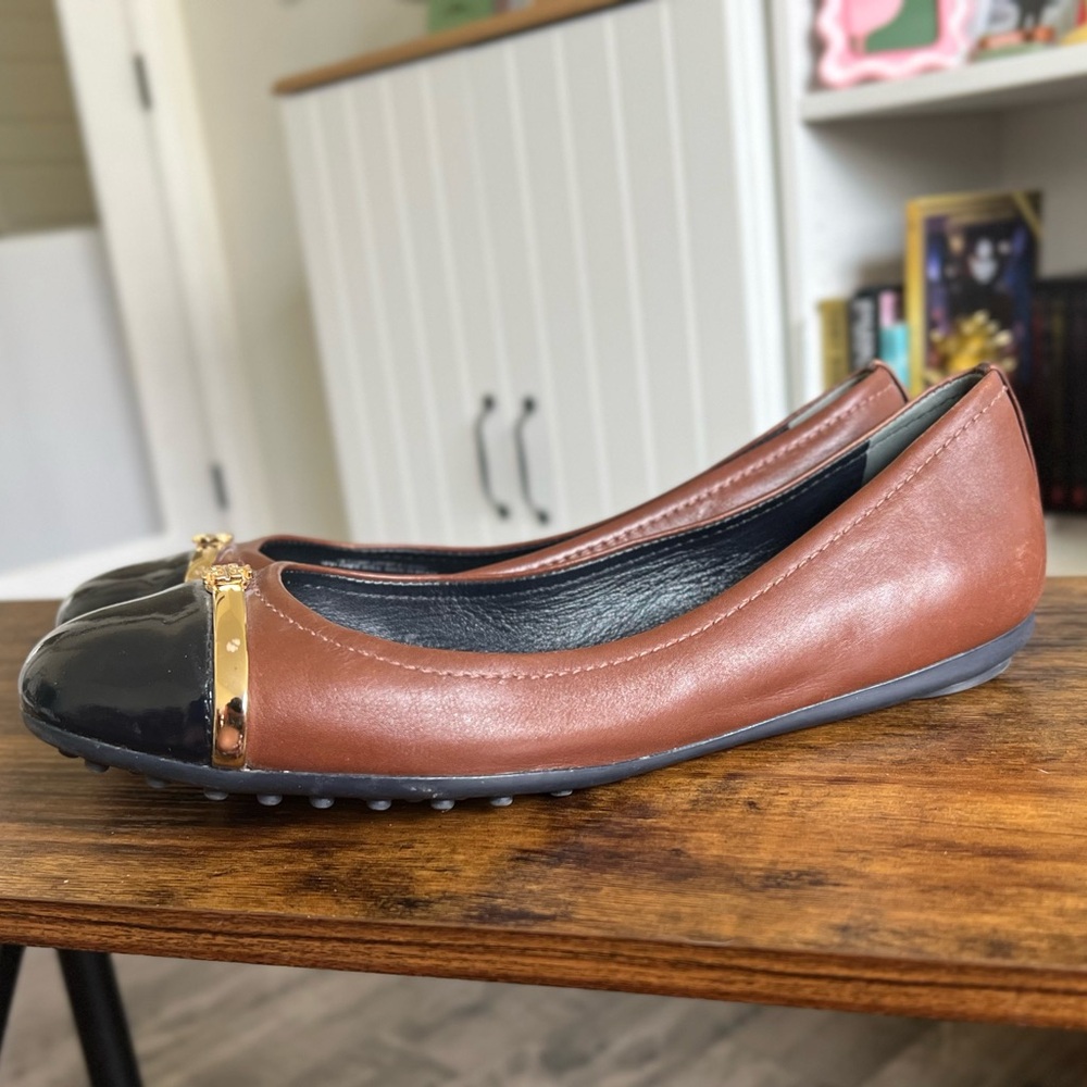 Tory Burch Pacey Driver Brown and Black Ballet Flats - Size 7.5M (GENTLY USED) - Picture 4 of 6